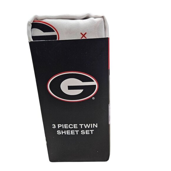 Georgia Bulldogs NIB 3 Piece Twin Sheet Set‎ 1 Pillowcase 1 Fitted1 Flat Sheet - Picture 4 of 7